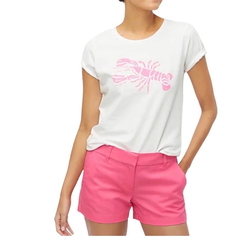 J. Crew Factory Size M Collector Crewneck Tee Hot Pink Lobster Graphic
